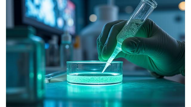 Scientist researching inflammation, microscope in foreground